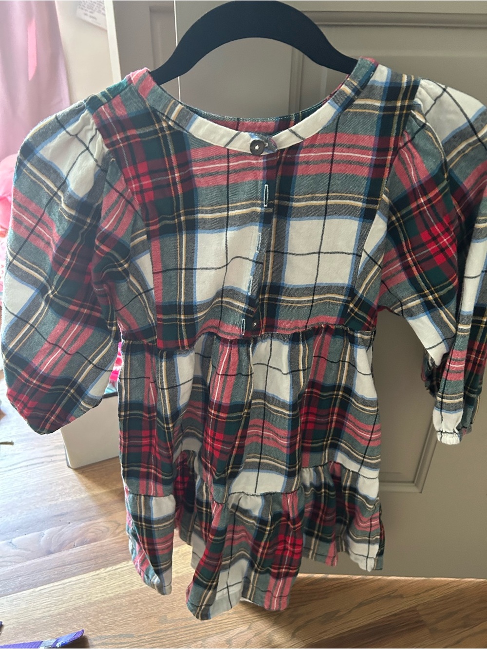 Old navy Plaid Tiered Button-Back Dress